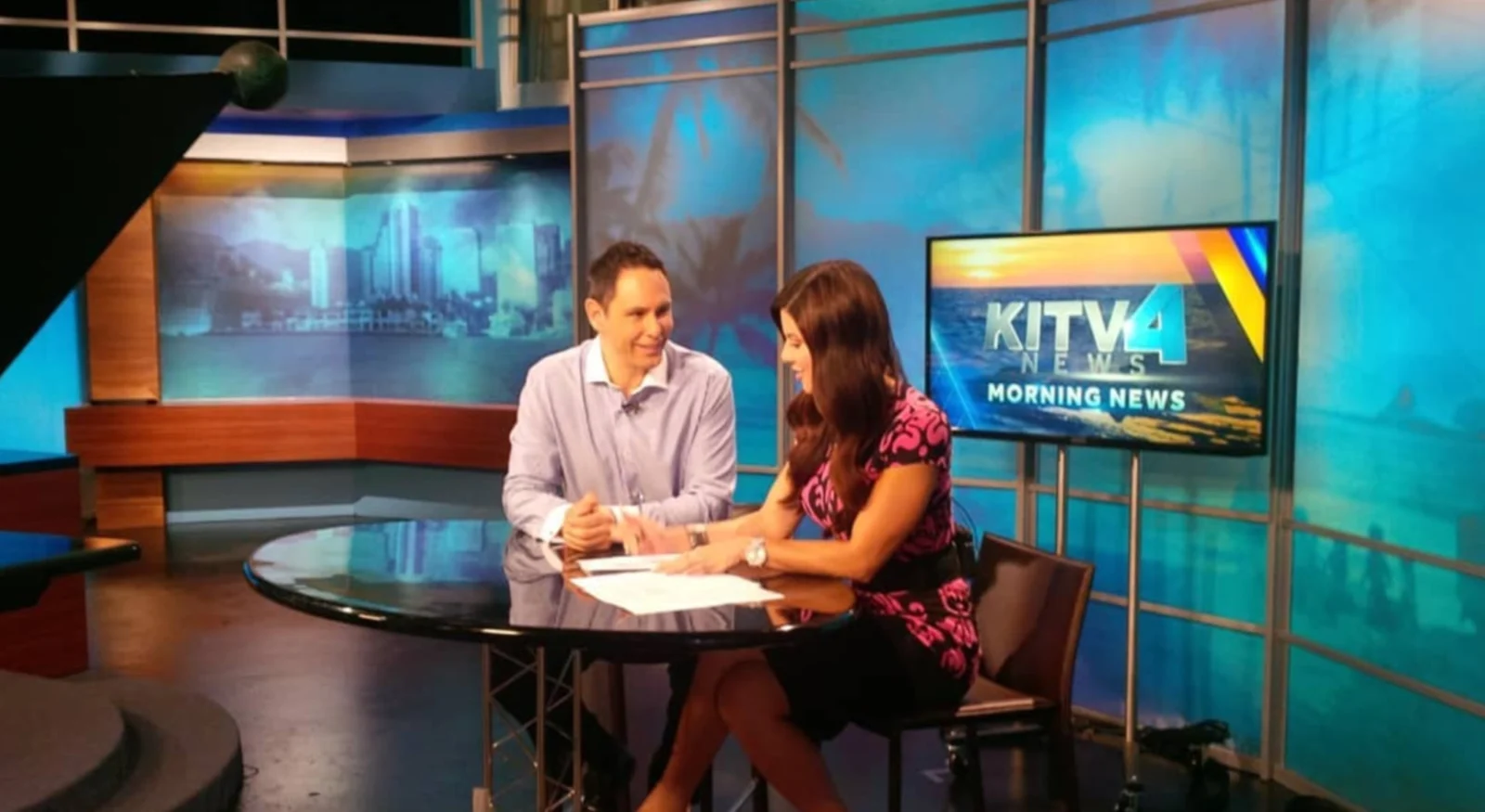 Shane James interviewed at the anchor desk of KITV 4 Morning News
